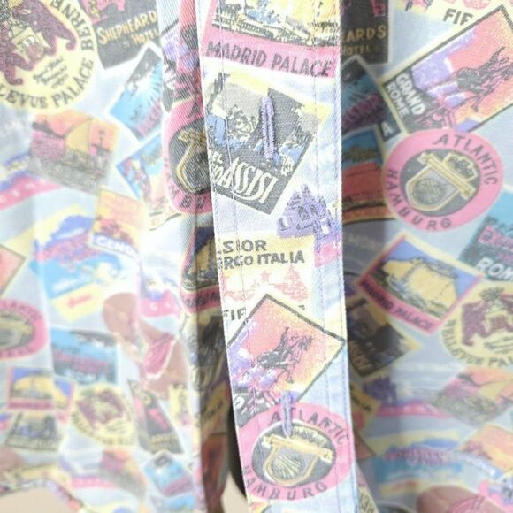 Lee International Travel Shirt Vintage 90s All Over Print Button Down Mens Large - Picture 4 of 7